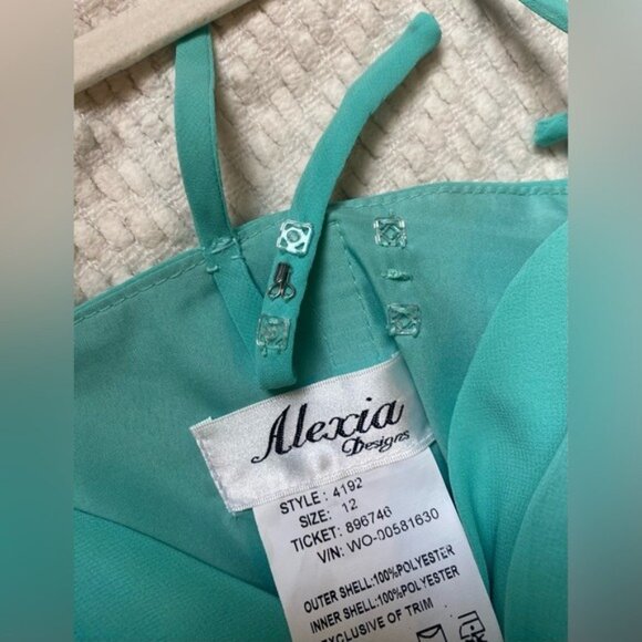 Alexia Designs Seafoam Green Spaghetti Strap Knee-Length Formal Dress Size 12 - Picture 5 of 8
